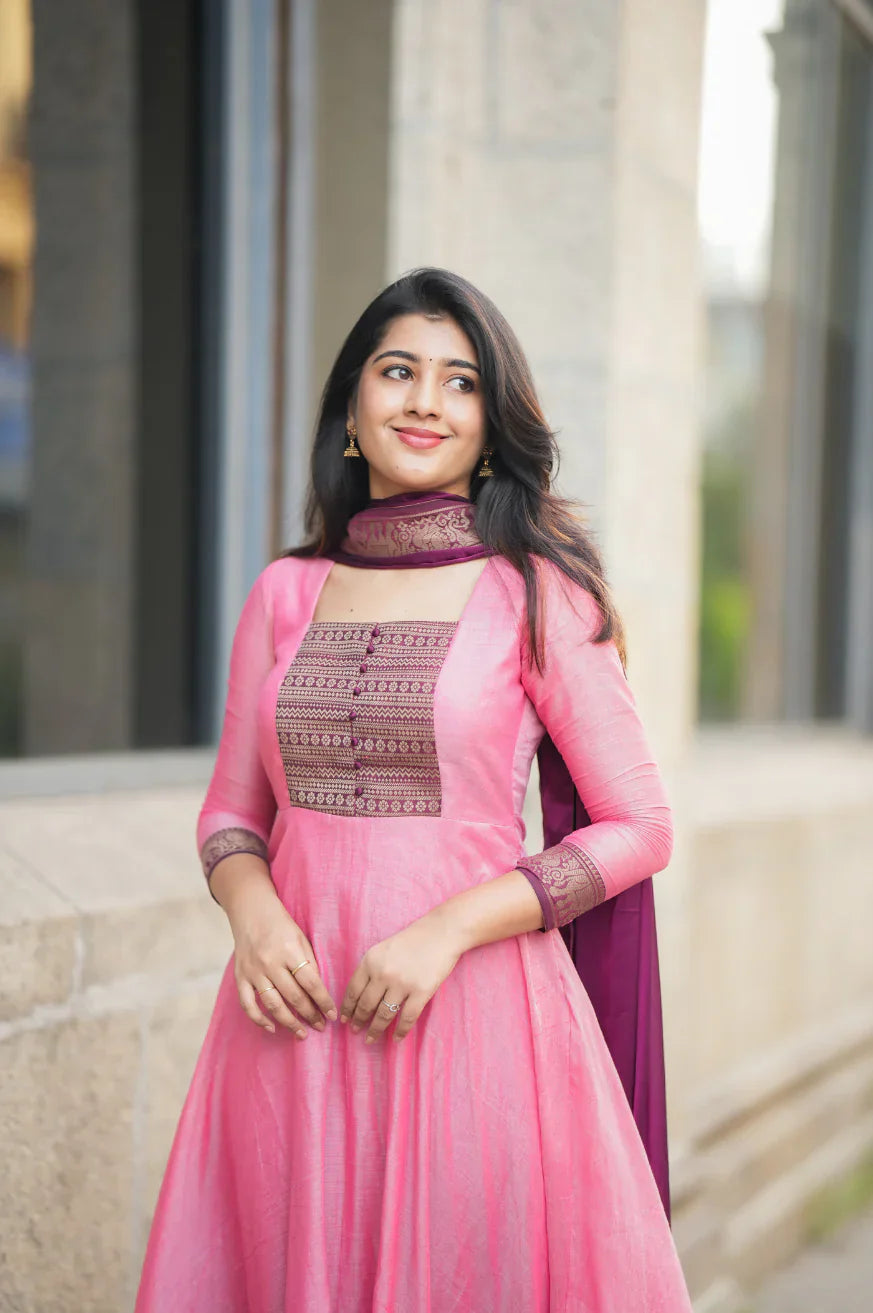 Menaka Series  collection Pure cotton temple Anarkali